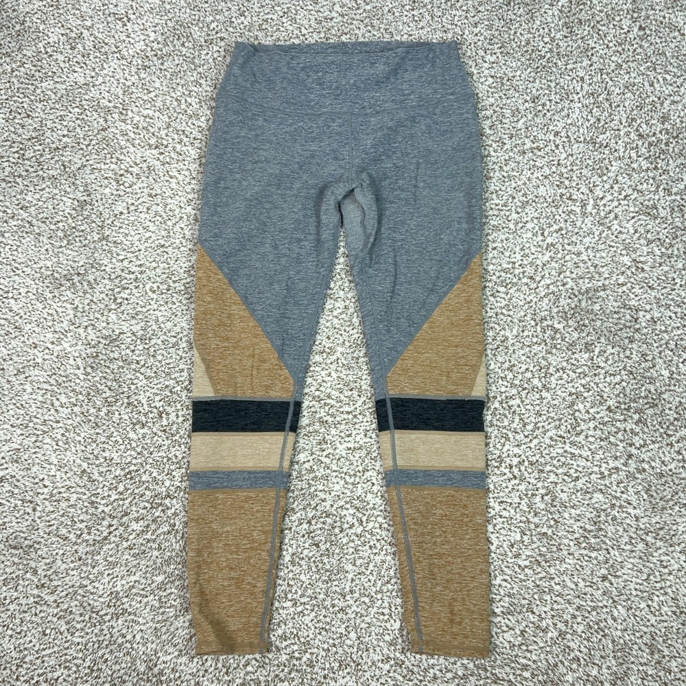 Alo Yoga Pants Womens Large Gray‎ Colorblock Ankle Leggings Yoga Gym Sport